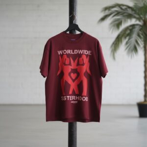 Oversized T-shirt – Burgundy SISTERHOOD