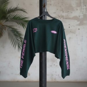 Oversized Cropped Longsleeve – CROPPED DARK GREEN FEMALE